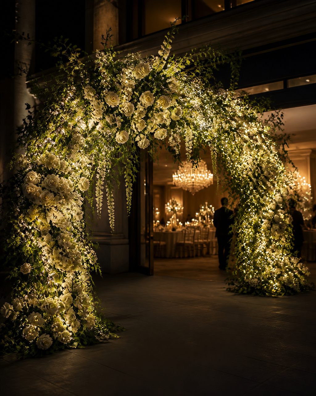 Warm white decorative lighting for a wedding reception